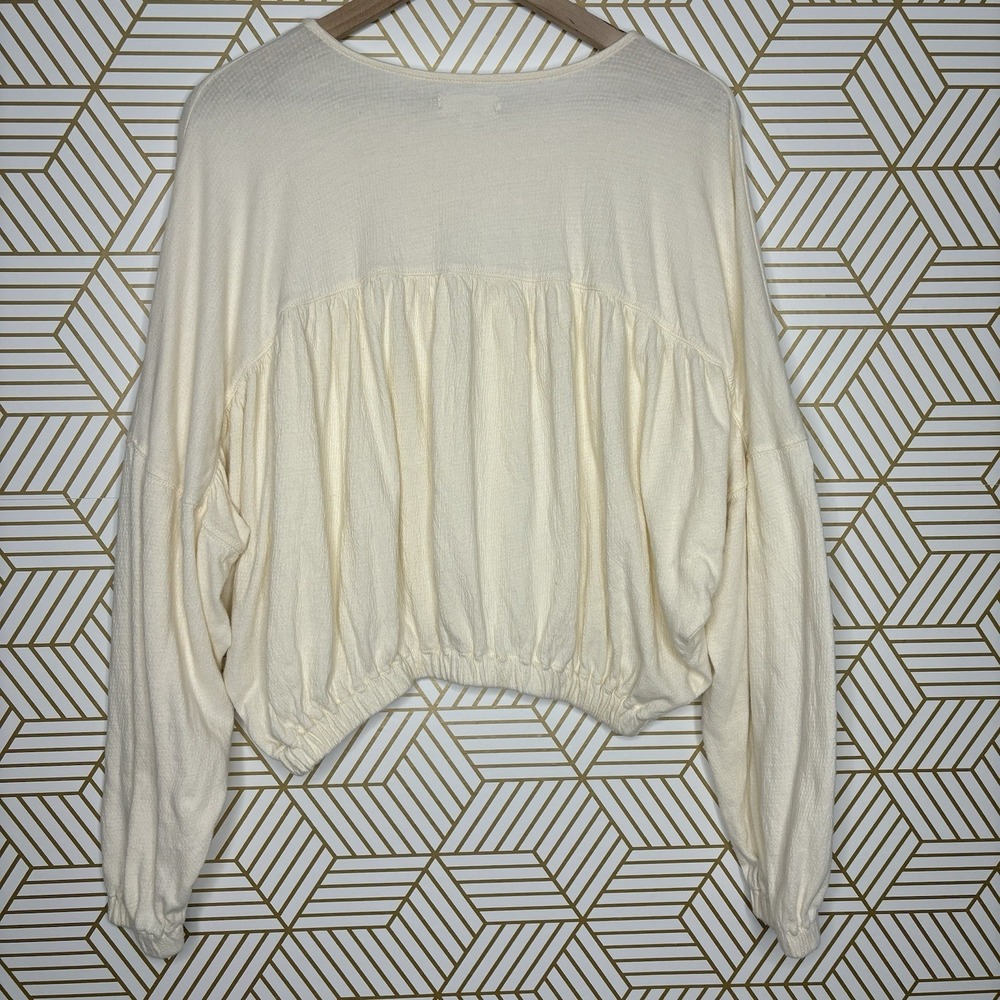 Madewell cropped ivory knit cottagecore top boho ruched minimalist oversized sml - Picture 3 of 10